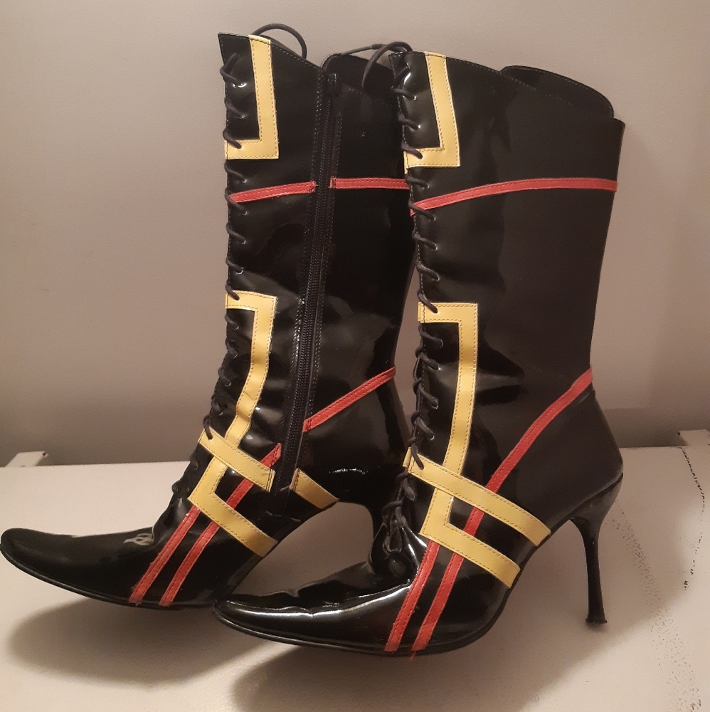 Unique Pointy Toe Lace Up Stiletto Boots - Picture 3 of 13